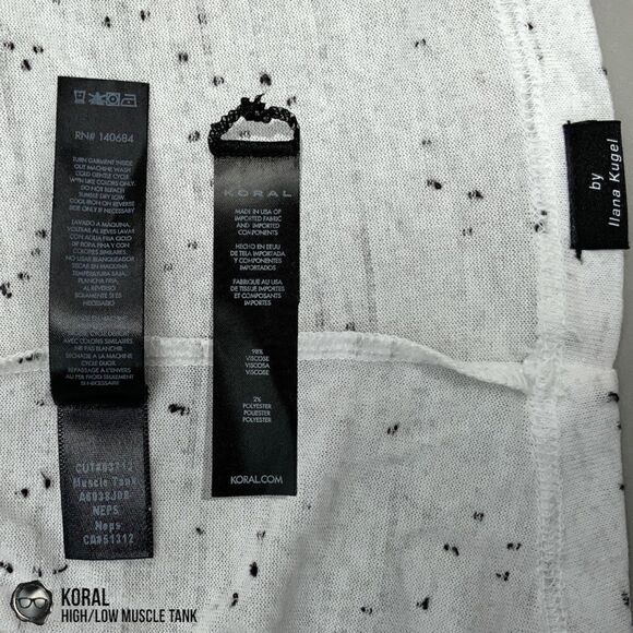KORAL HIGH/LOW MUSCLE CROP T-SHIRT IN NEPS WHITE & BLACK FLECKED WOMEN’S SIZE XS - Picture 8 of 14